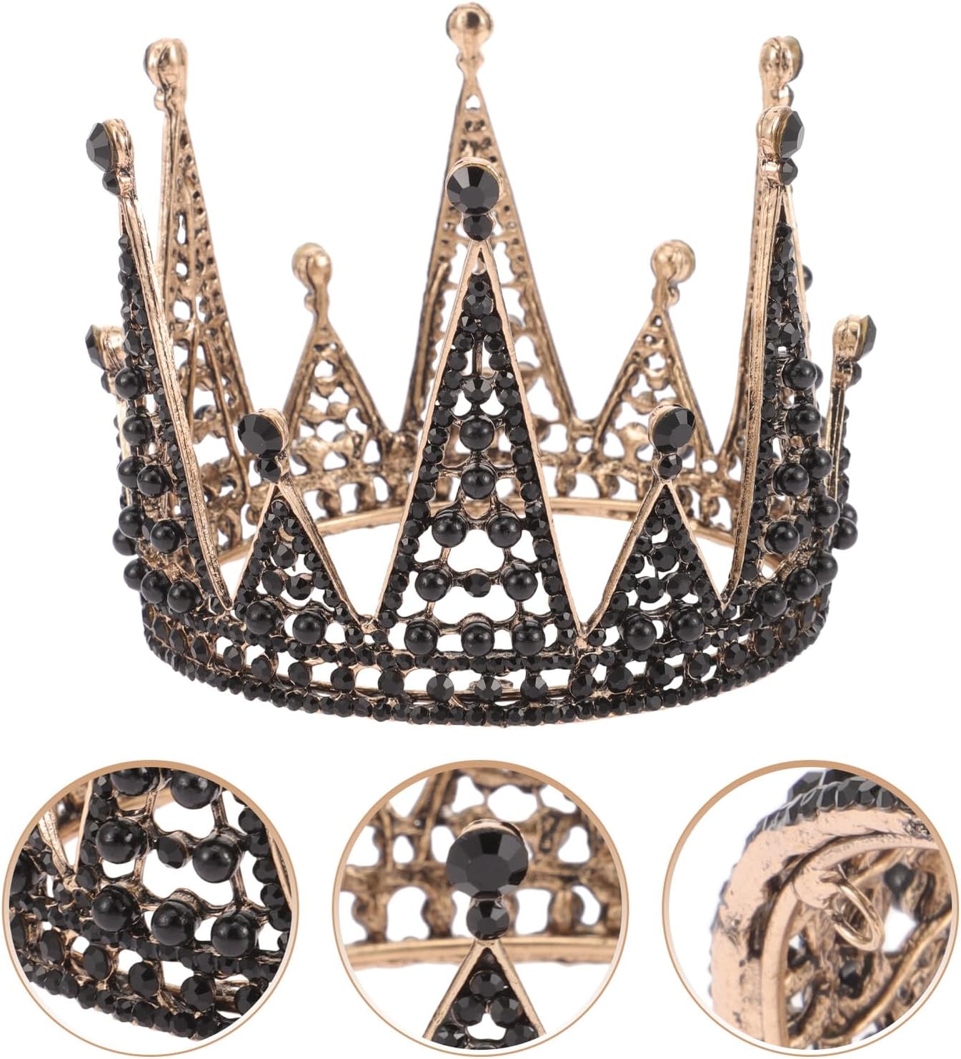 NOLITOY Black Rhinestone Bridal Tiara Crown, Vintage Baroque Alloy Headpiece for Women Wedding Birthday Party Hair Accessory