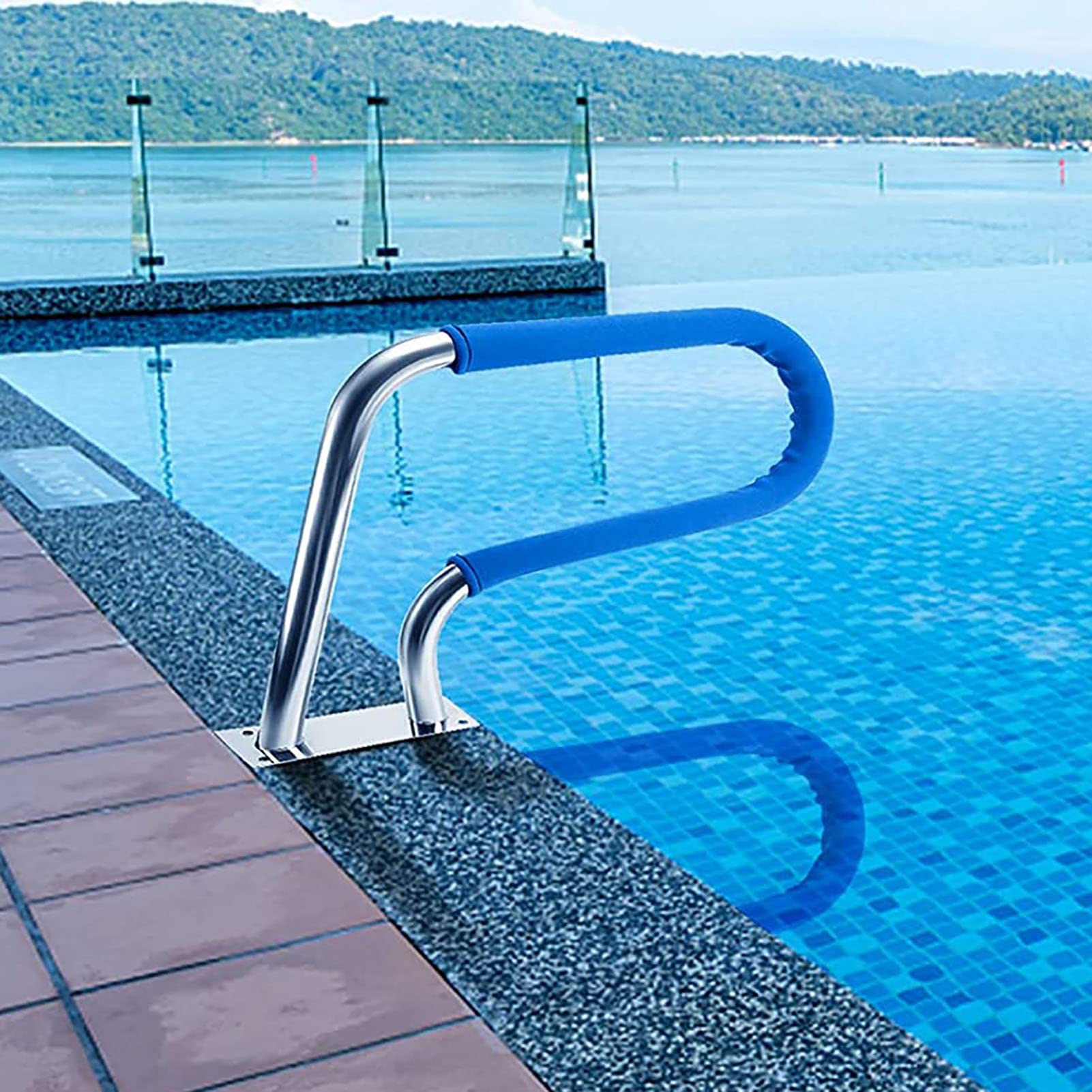 Mains courantes de piscine avec base de montage rapide en inox rigide
