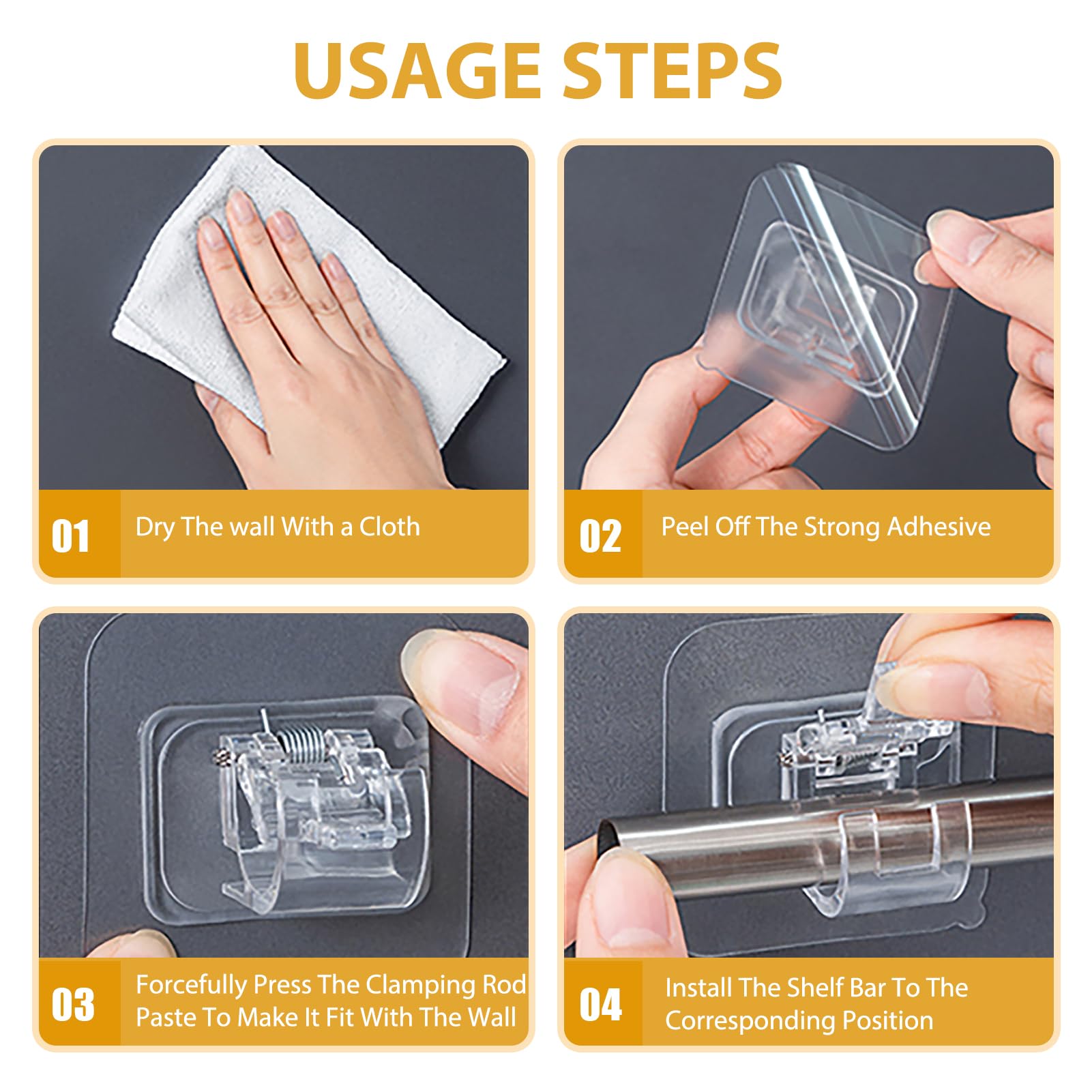 10 Selbstklebende Gardinenstangenhalter - Ohne Bohren Für Stangen 15-22mm