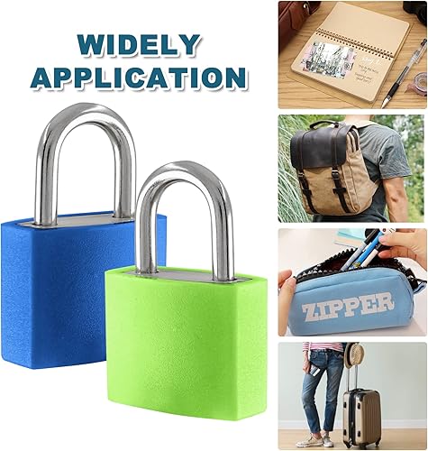Miniatura 4 de Litoexpe Juego de 4 cerraduras de maleta con llaves, cerraduras de equipaje pequeñas, candados de metal, cerradura de llave para gimnasio escolar
