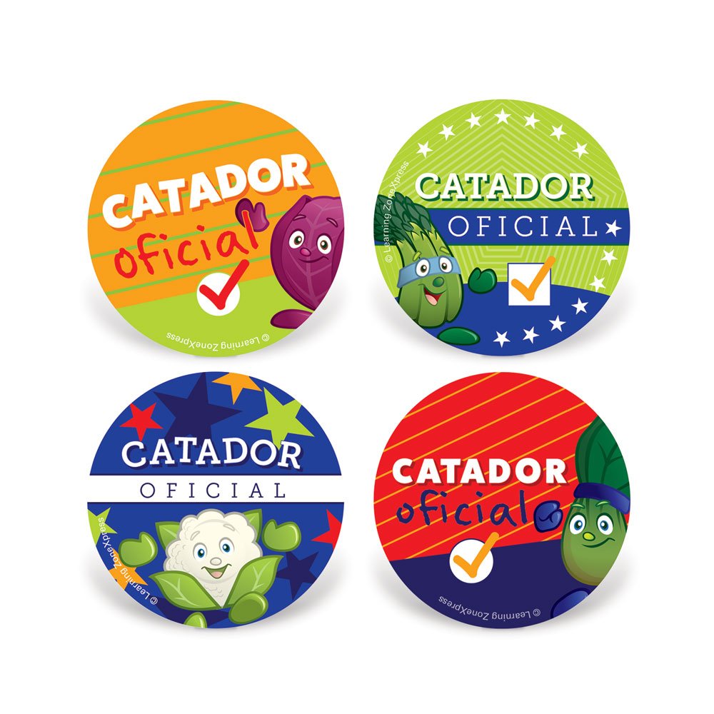 200 School Nutrition Stickers | Official Taste Tester Spanish Stickers | | Nutrition Incentives and Rewards for Schools | 2" Diameter, 4 Designs, Spanish Translation