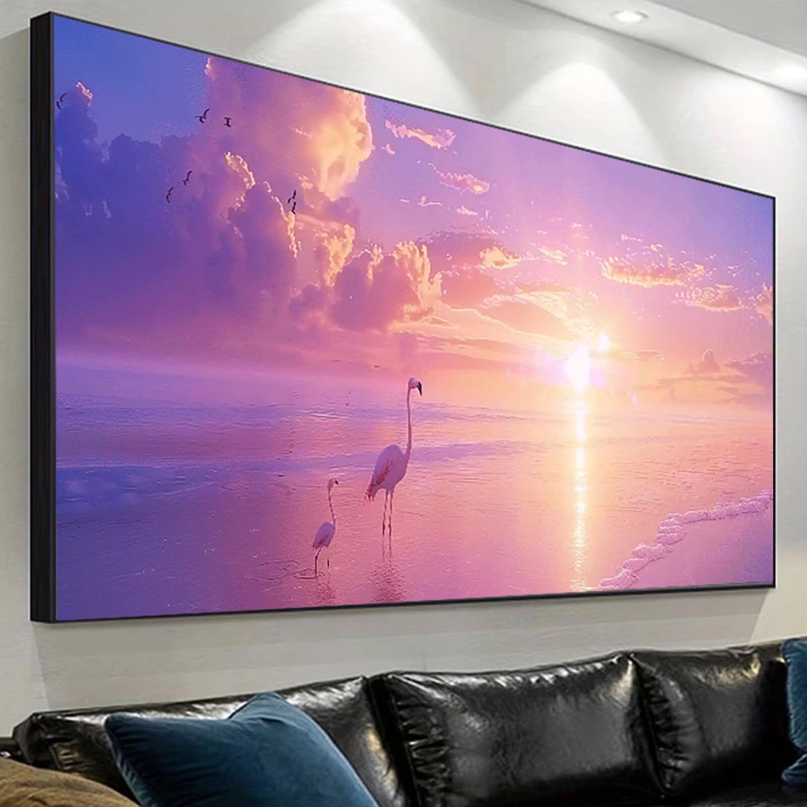 Flamingo Diamond Art Sunset Diamond Art Zestawy dla dorosłych, 5D duży obraz diamentowy 90 x 210 cm, pełne kwadratowe wiertło, malarstwo diamentowe, sztuka diamentowa dla dzieci, DIY, kryształowa