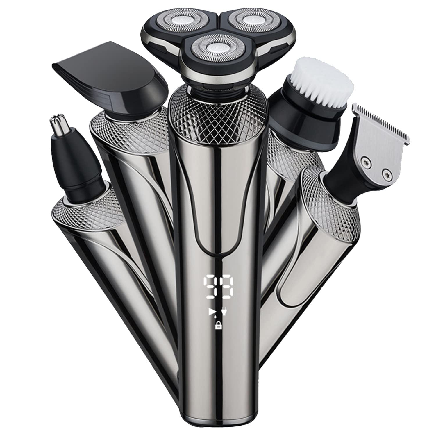 Rasoi elettrici, Rasoio Elettrico for Uomo, Rasoio Intelligente ad Alta Potenza, Ricarica USB, Doppia rasatura a Secco e a Umido, Impermeabile, Multifunzionale