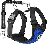 Vista 17 de SlowTon Arnés de Cinturón de Seguridad para Perro para Coche, Arnés de Coche para Perros Ajustable de Malla Transpirable y Arnés de Cinturón