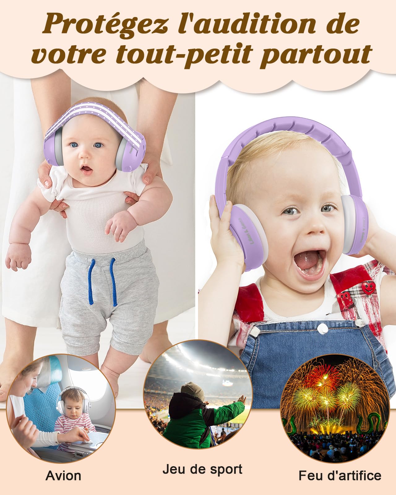 Lilian&Gema 2 in 1 Casco Anti Rumore Neonato, Casco Bambino Anti Rumore, Confortevole e Regolabile, Protezione Uditiva per Bambini sotto i 48 Mesi, Adatto per Sonno e Attività