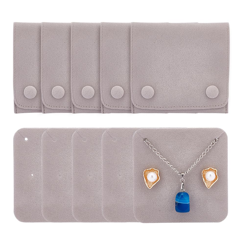 AHANDMAKER Jewelry Pouch with Insert Pad Portable Gift Bag With Snap Button Velvet Jewelry Storage Drawstring Pouches for Christmas Necklace Bracelet