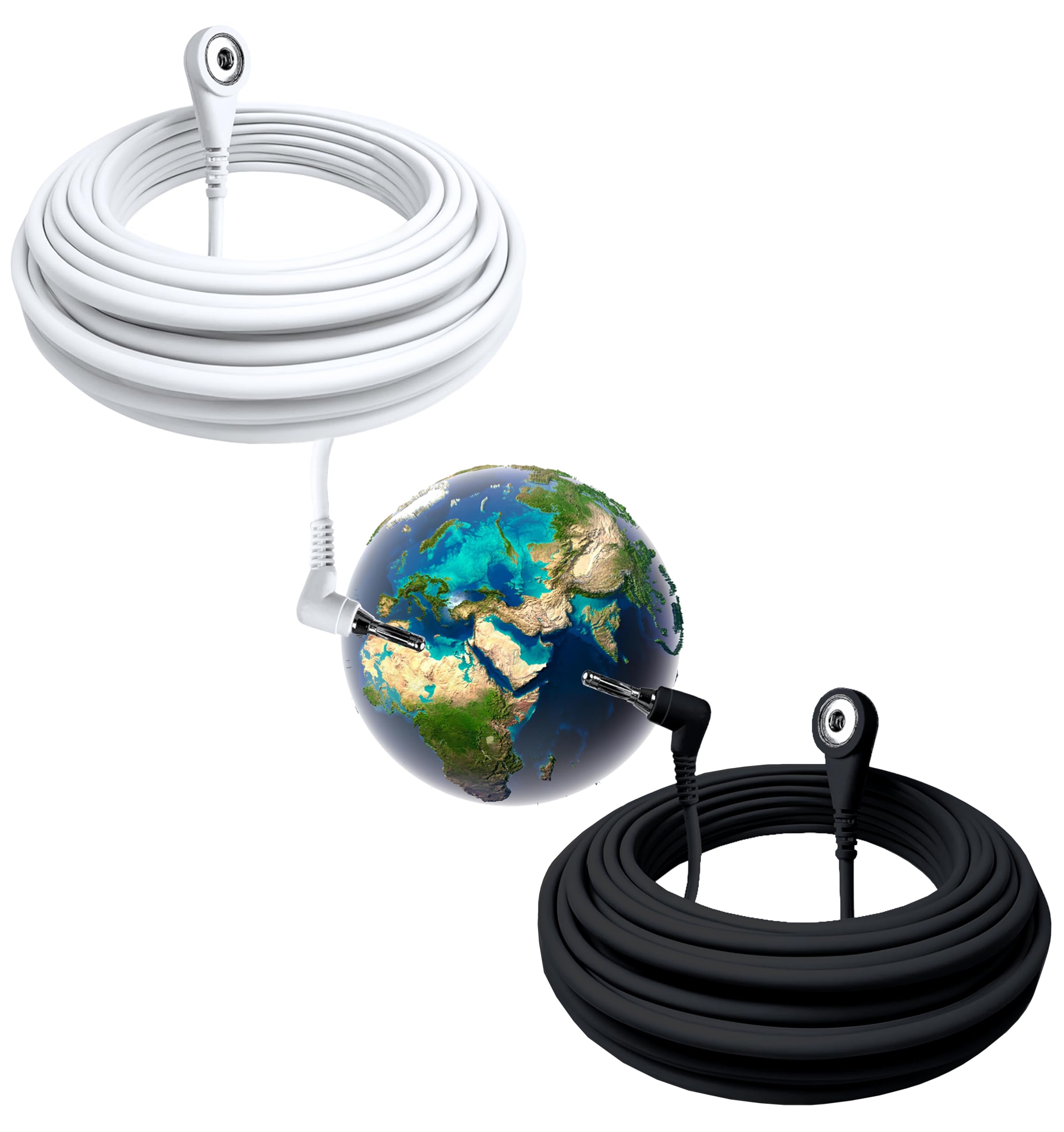 ZenEarth Erdungskabel (2 Stück, Schwarz und Weiß) – ein von jeder Farbe, 4,5 m Ersatzkabel für Erdung, 2 Stück