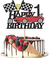 Vista 8 de Decoración de pastel de coche de carreras de 2 años, decoración de pastel de feliz segundo cumpleaños, auto de carreras, bandera a cuadros, rueda