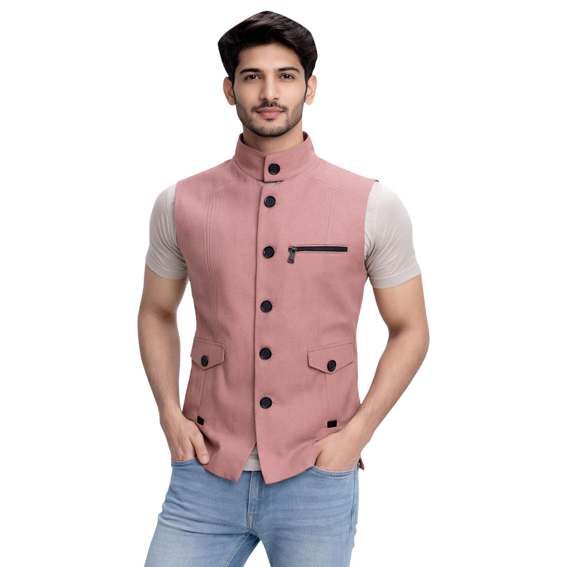d.dot Men Ethnic Nehru Jacket, Modi Jacket (PINK)-picture-27
