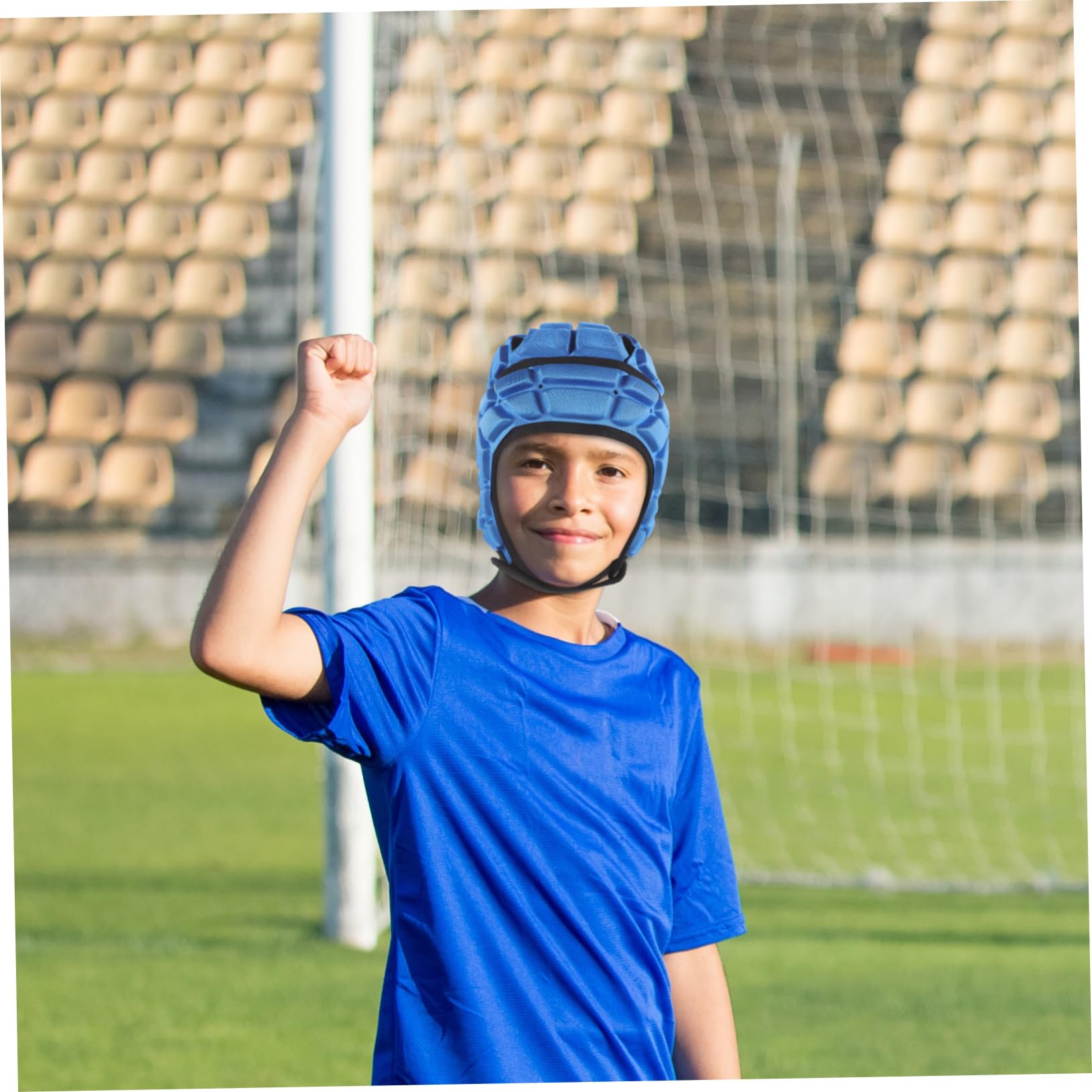 Yardwe 3 Casco Sportivo per Protezione Eva per Calcio Rugby Facile Riporre Adatto per Anni Blu