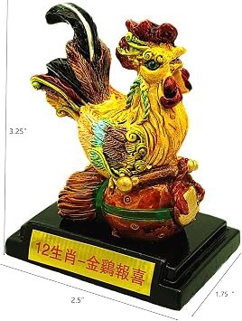Betterdecor Feng Shui Chinese Zodiac Rooster Figurine Statue Decorative Ornament