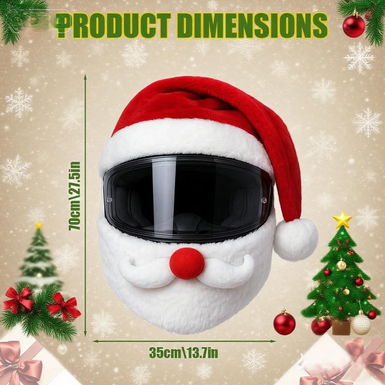 Housse De Casque De NoëL, Housse de Protection pour Casque intégral de Moto personnalisée et créative, décorations et Cadeaux Amusants pour Casque de Noël