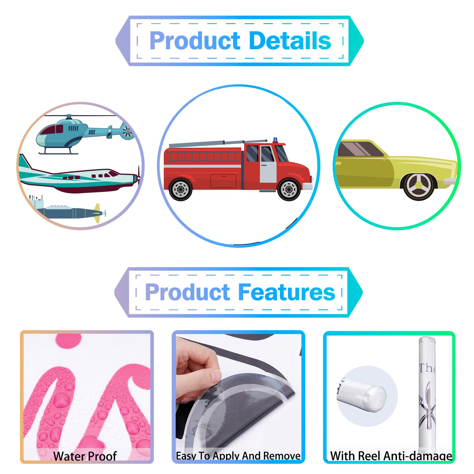 Cartoon Trattore Elicottero Adesivi murali per auto per la camera dei bambini Soggiorno Adesivo Baby Nursery Home Decor Decorazione della camera da letto  15
