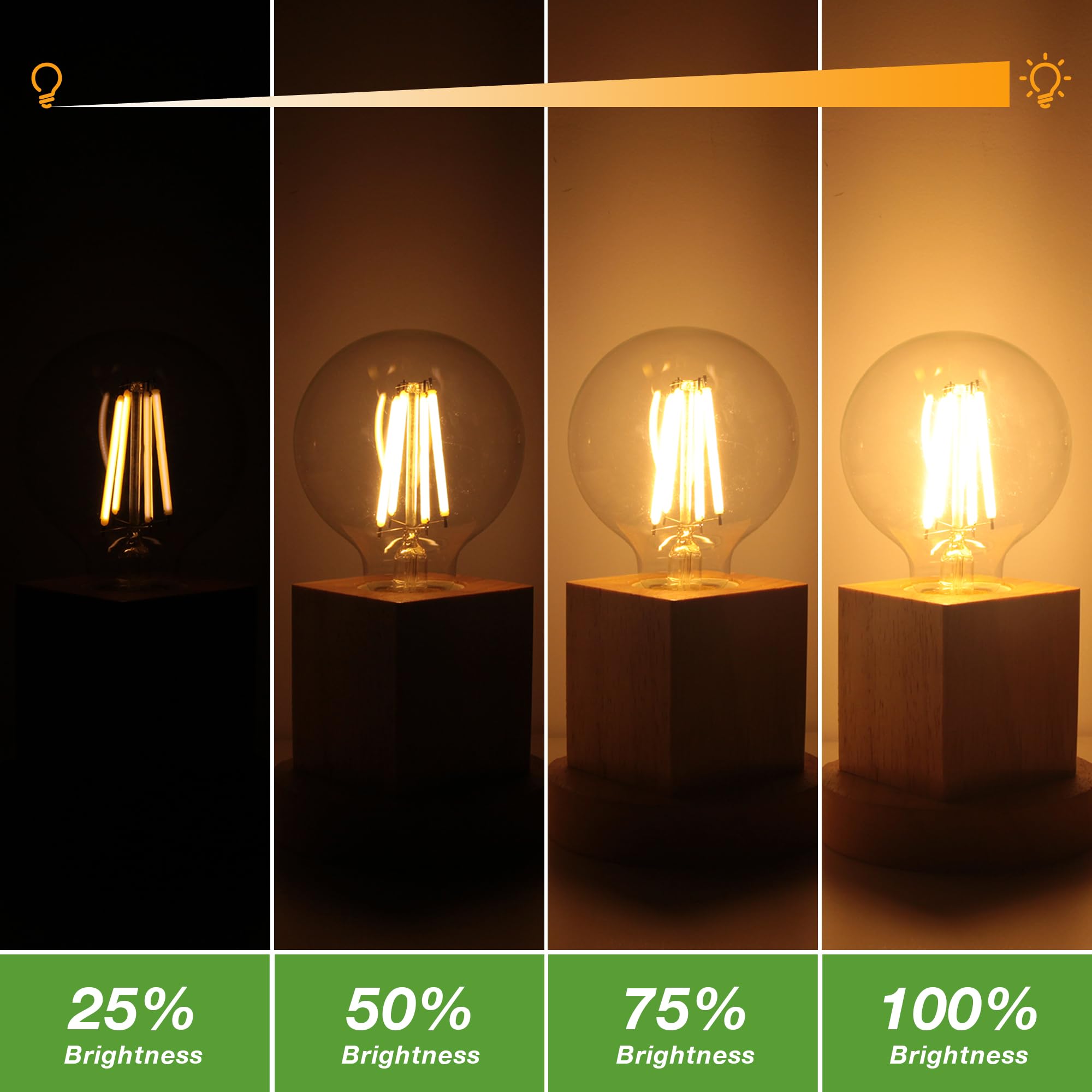 Genixgreen Dimmable E27 LED Bulbs,Edison Screw Bulbs ES Globe Filament Bulb G80 12W Decorative Light Bulbs Retro Style,100W Equivalent,2000LM,Clear Glass,Warm White 2700K,2 Pack - Image 2