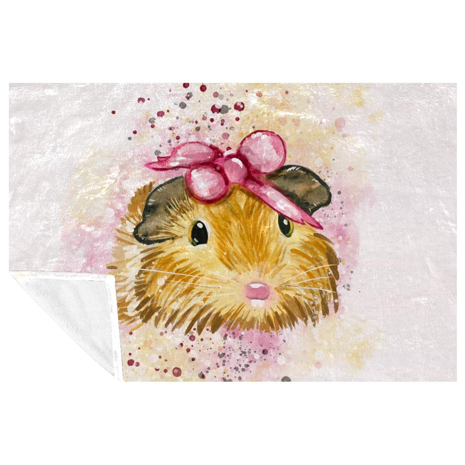 Couverture cochon d'Inde chaude et douce jeté de lit haut de gamme aquarelle 150x100