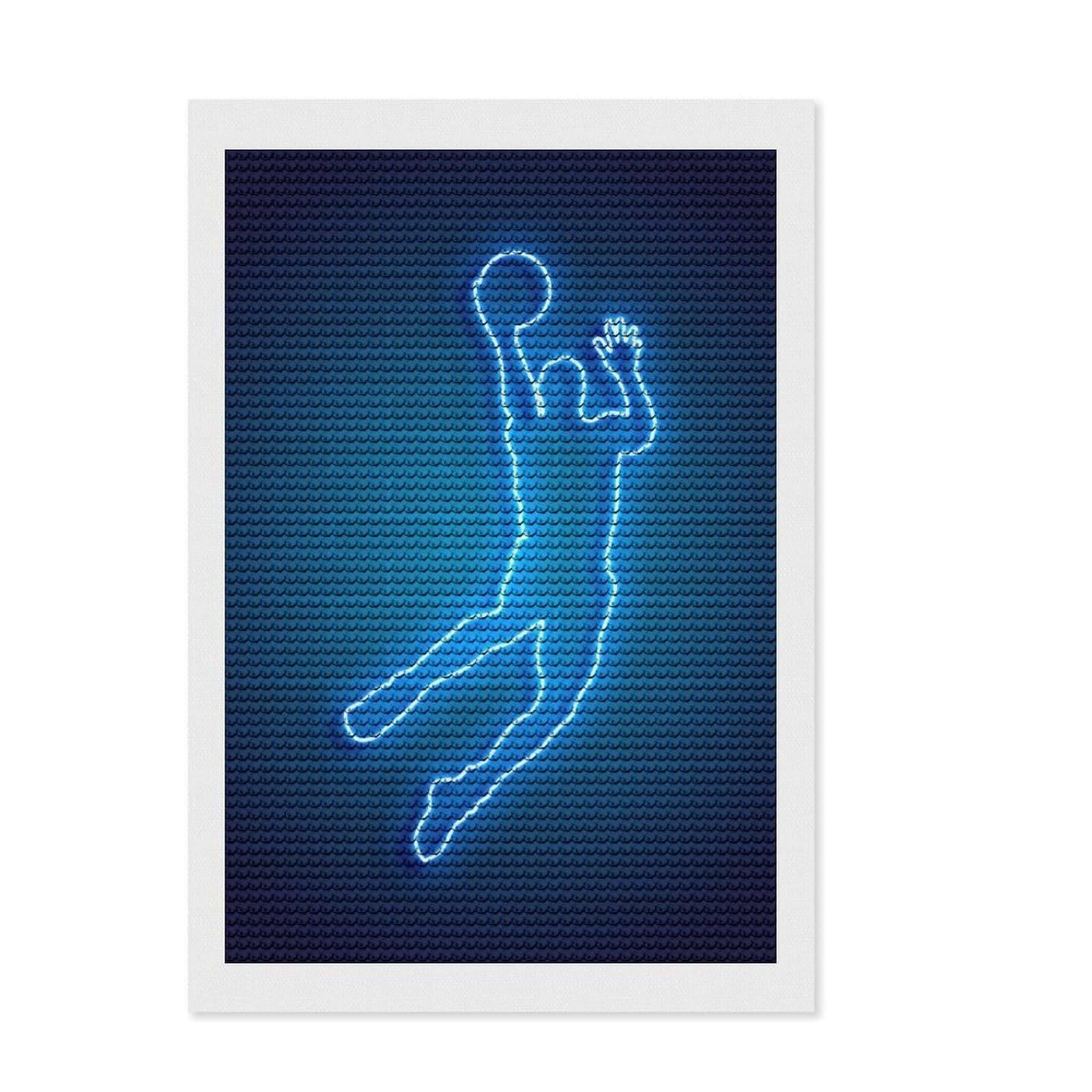 Junmoney Basketball Neon 2 Round Drill Diamond Painting 8"x12", Calming Craft to Unwind, Printed Canvas, Cosy Home Accent, Festive Craft Gift