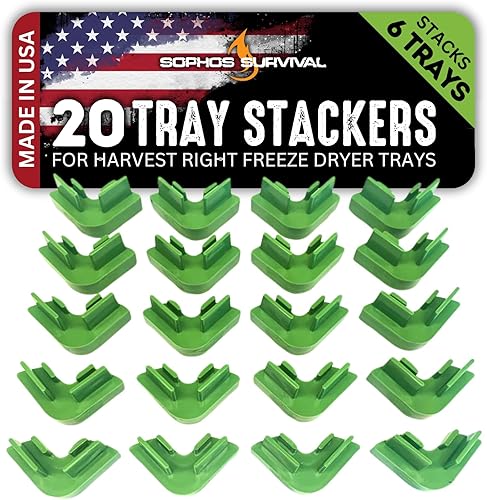 20 bandejas apilables originales para bandejas de secado de congelación derecha de cosecha, apila 6 bandejas, verde, accesorios para máquinas de