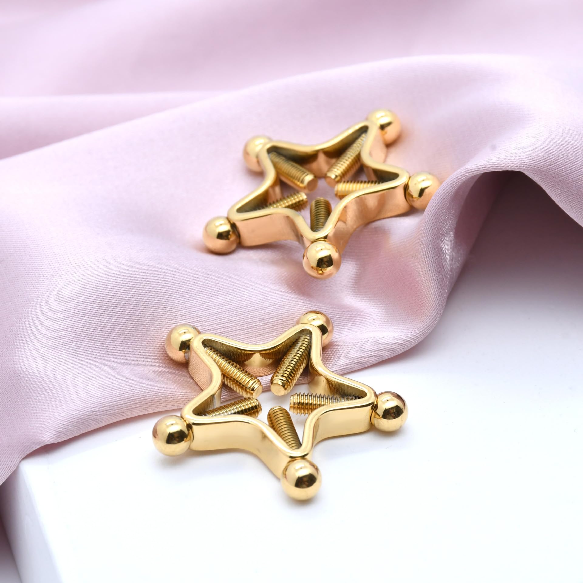 Niaspi Star Fake Nipple Rings for Women Non-Piercing Nipplerings Nipple Clip Barbells 316L Stainless Steel Cute Body Jewelry (): Gold