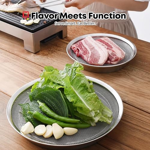 Miniatura 6 de Juego de bandejas de malla de acero inoxidable con bandeja de goteo, cesta y bandeja para freidora de aire, colador de cocina, colador de verduras y