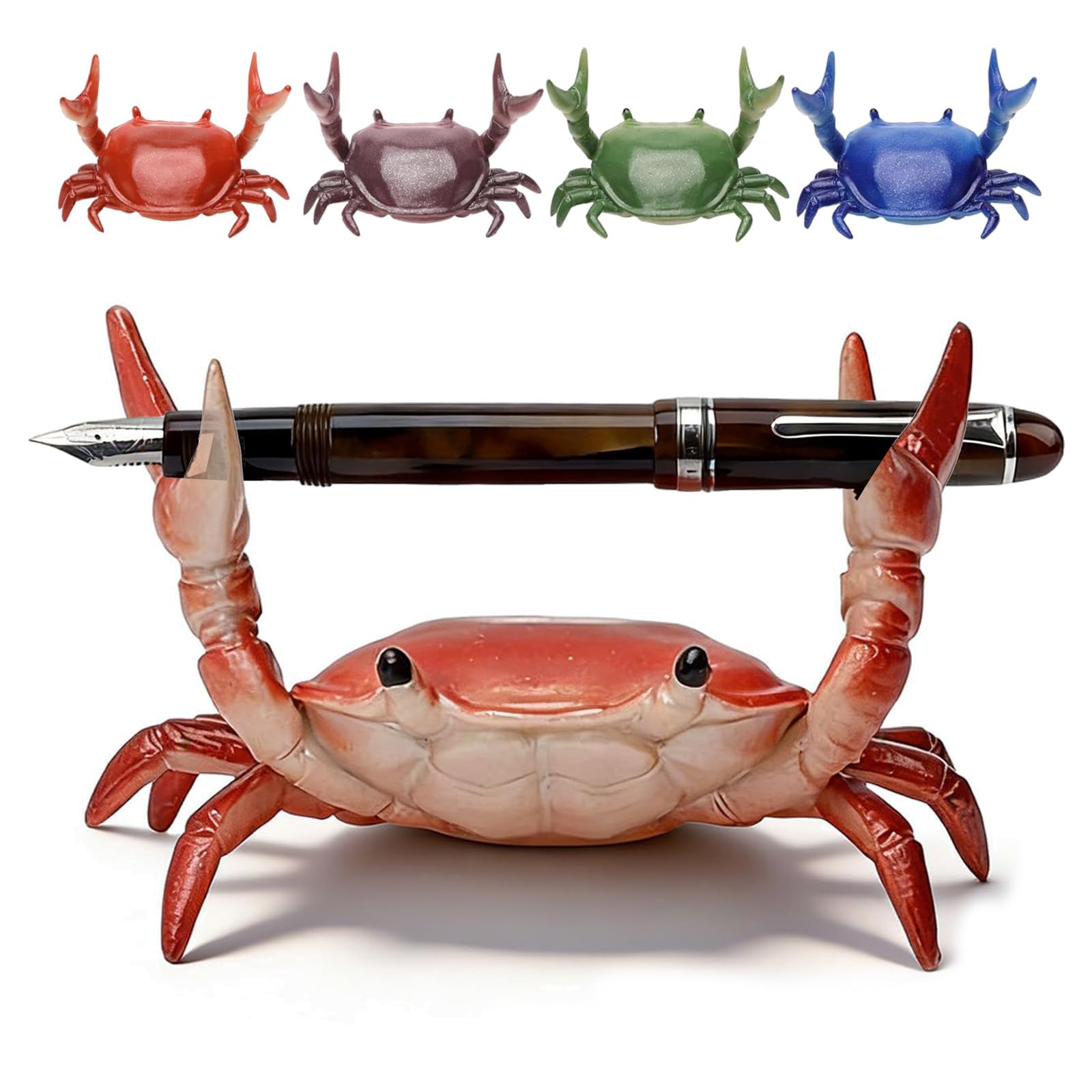 Rialgirw Red 2026 Cute Crab-Shaped Pen Holder, Weightlifting Crab Desk Pen Stand Organiser & Phone Stand, Mini Realistic Crabs Pencil Holders For Office Workspace Study Home Tabletop (Red)