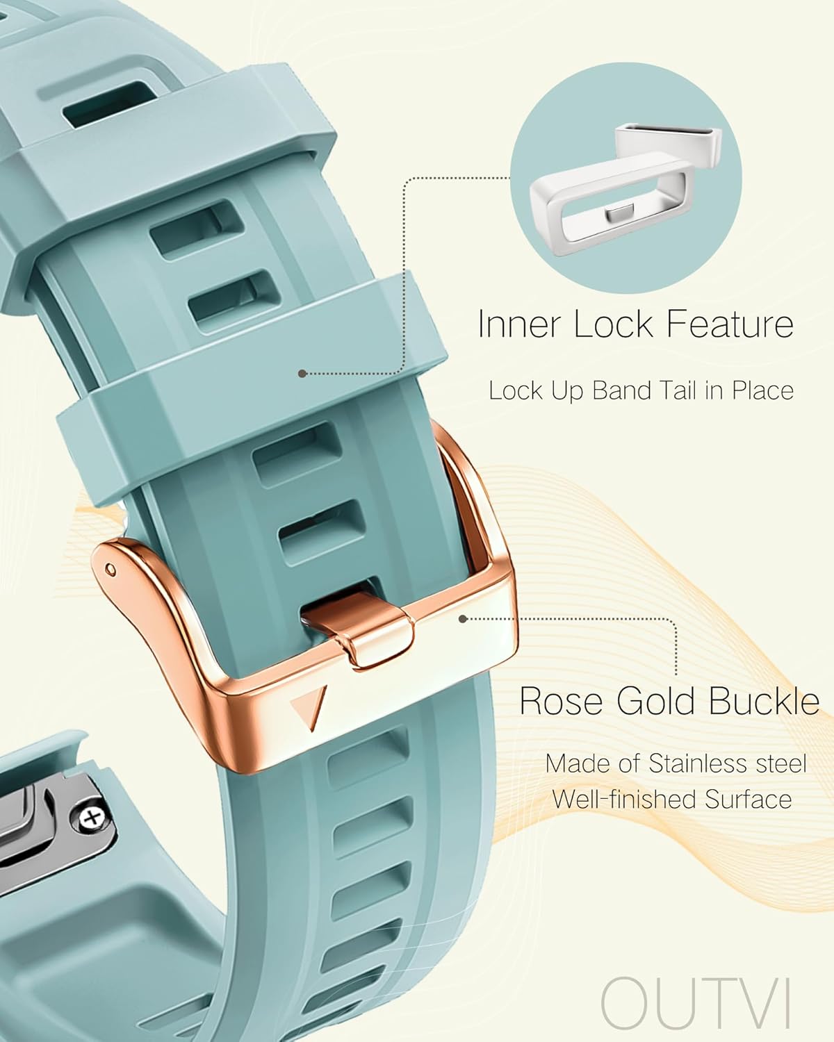 20mm Watch Band for Garmin fenix 5s plus fenix 6s fenix 7s pro quickfit 20 bands Replacement for garmin epix 2 42mm standard short strap Rose Gold women soft - Image 3