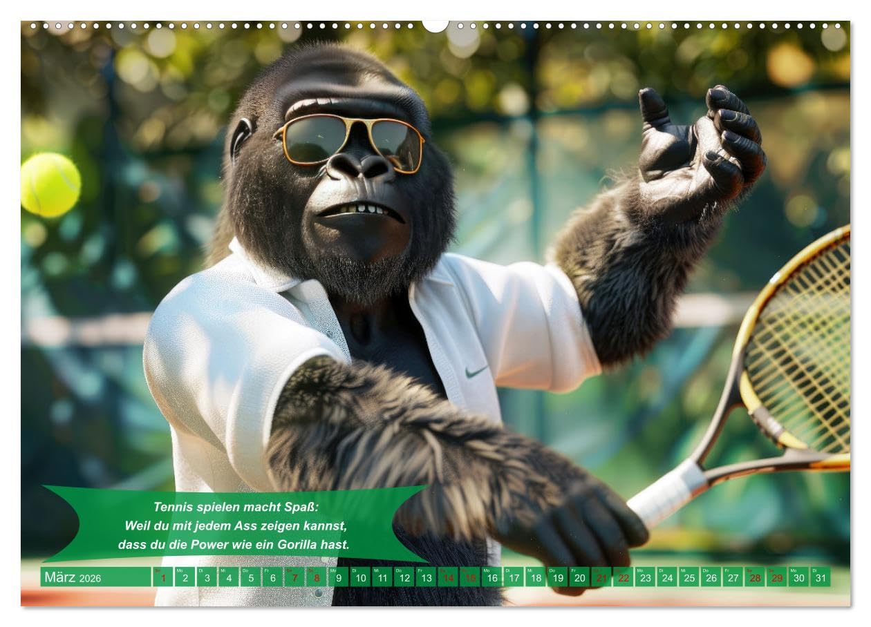 Der tierisch lustige Tennis-Kalender (hochwertiger Premium Wandkalender 2026 DIN A2 quer), Kunstdruck in Hochglanz: Ein Muss für alle Freunde des ... Lächeln beginnen wollen (CALVENDO Sport)