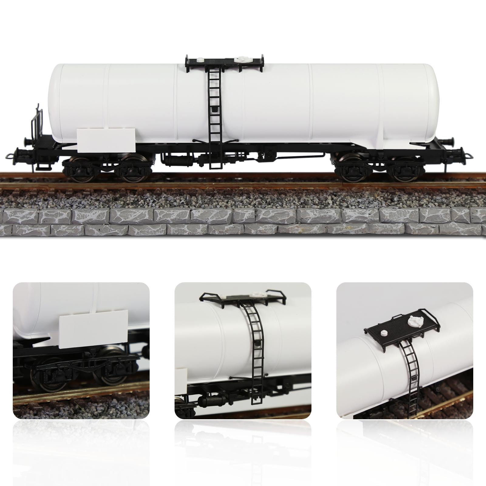 Evemodel 1 pièce Modèle Trace H0 1:87 Camion à chaudière Train Camion réservoir d'huile avec roues en métal DC (blanc), C8768