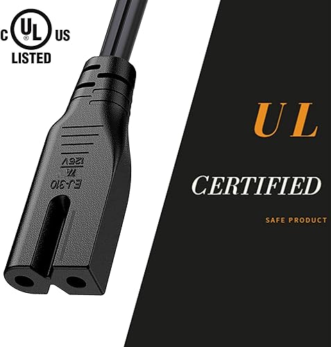 Miniatura 5 de BICMICE Cable de alimentación polarizado extra largo de 2 clavijas de 15 pies para Vizio-LED-TV Smart-HDTV E-M-Series Barra de sonido Adaptador de 2