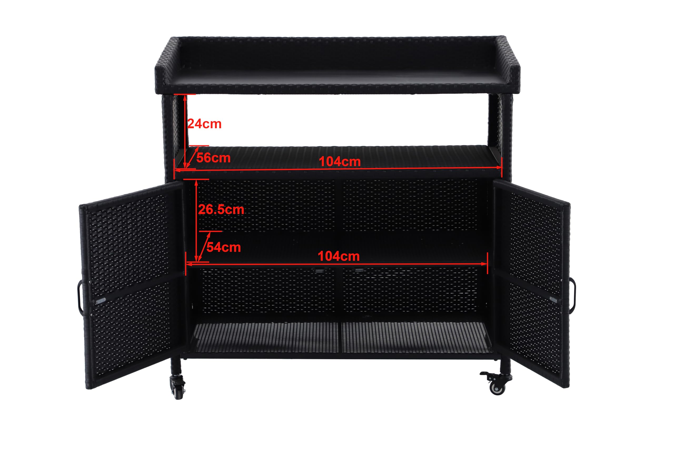 METRO Professional Estación de Servicio Balsario, Aluminio/PE ratán, 112 x 56 cm, Negro