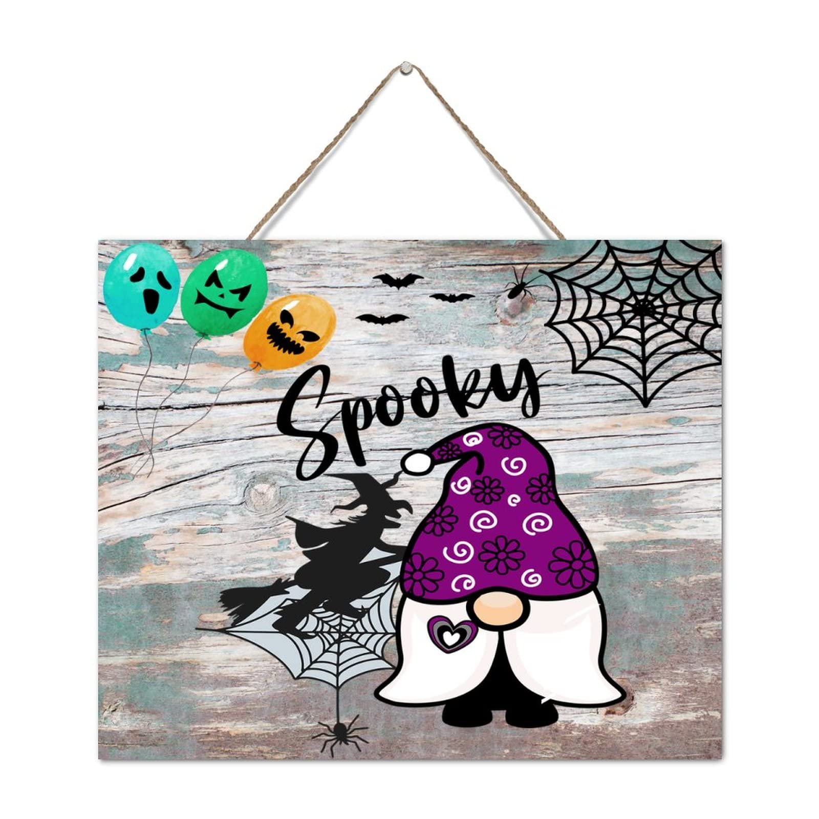 Gnomes effrayants Halloween plaque en bois durable pour cheminée sans plastique