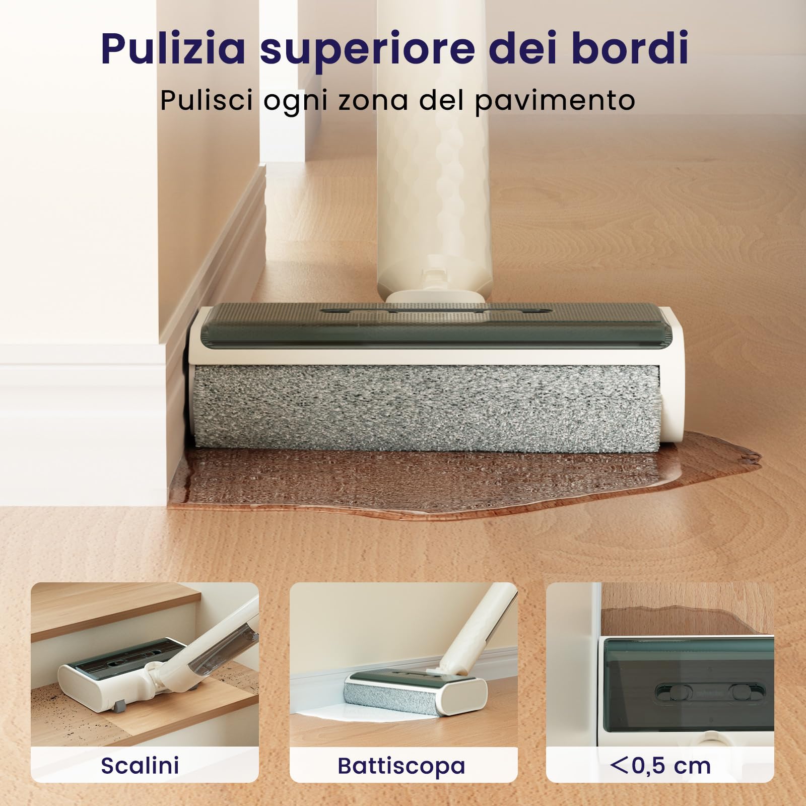 Lefant LS100 Aspirapolvere Senza Fili e Lavapavimenti, Scopa Elettrica Senza Fili, 2,65 kg Leggero, 60 Min Autonomia, 170° di inclinazione, Semovente, Pulizia Continua, Auto Pulizia