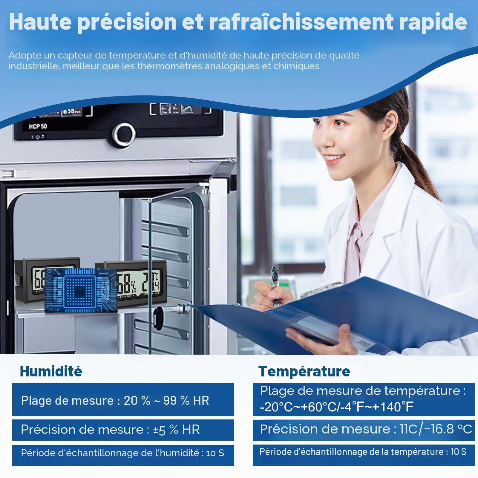 8PCS Pixelure Thermomètre Hygromètre Mini Numérique Thermomètre Intérieur Thermometre Frigo Digital, D'ambiance Moniteur de Température et Humidimètre à Haute Précision Capteur Humidité Température