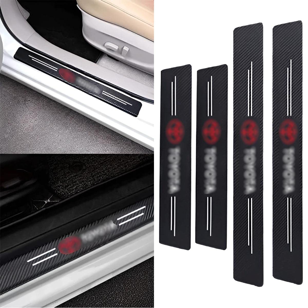 BRAINLE Car Door Sill Protector,Carbon Fiber Sport Threshold Anti