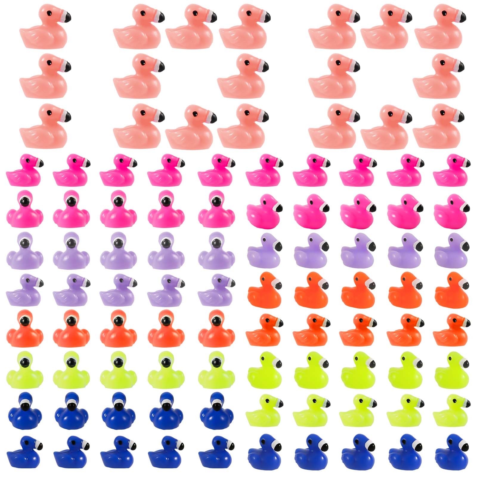100 Pcs Mini Pink Flamingo Resin Ducks - Tiny Figurines For Garden Decor, Fairy Gardens, Crafts & Party Favors