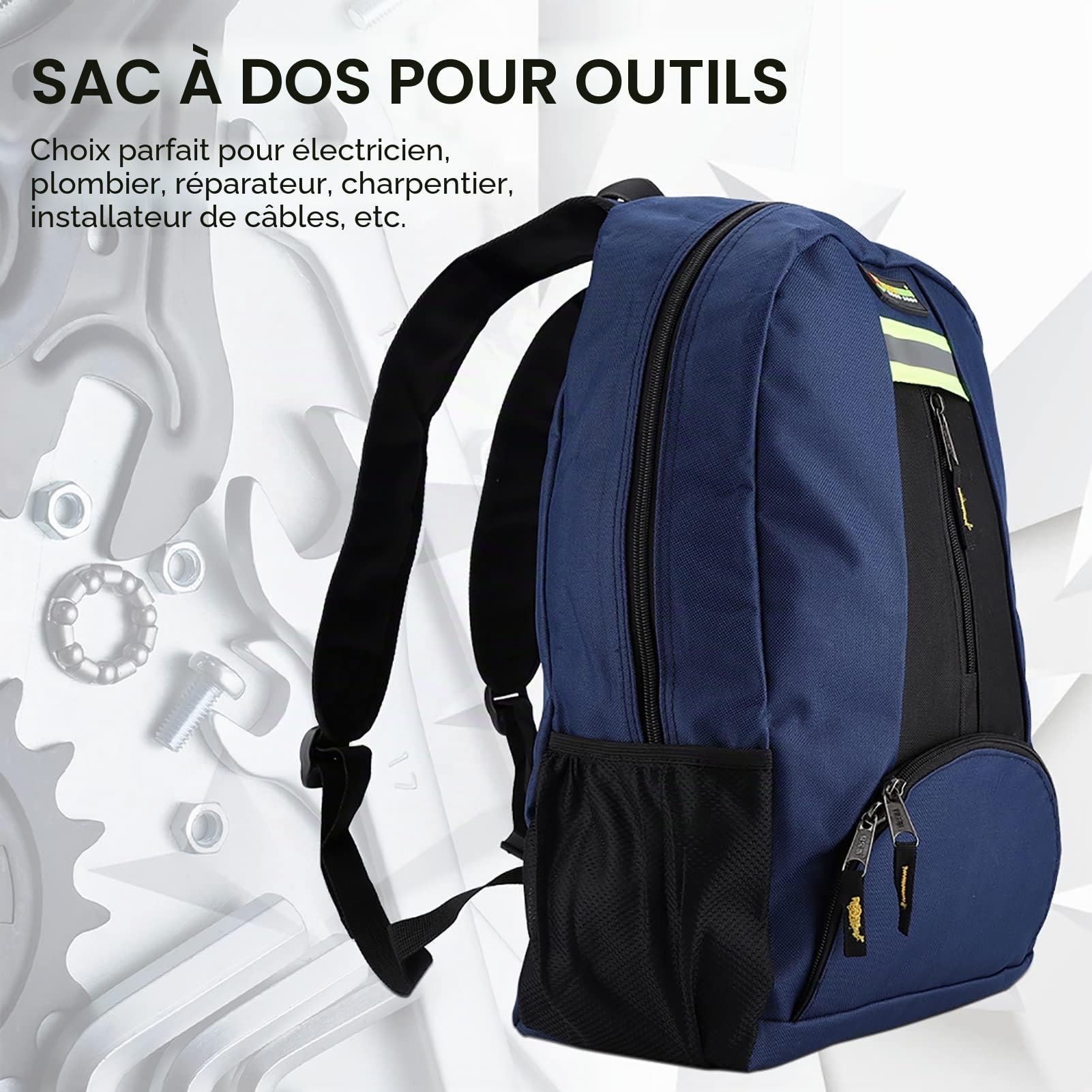 Sac à Dos à Outils pour Hommes Oxford Tissu Tissu Outils Sac à Dos Sac Résistant à L'usure pour électricien Plombier Réparateur(Bleu)