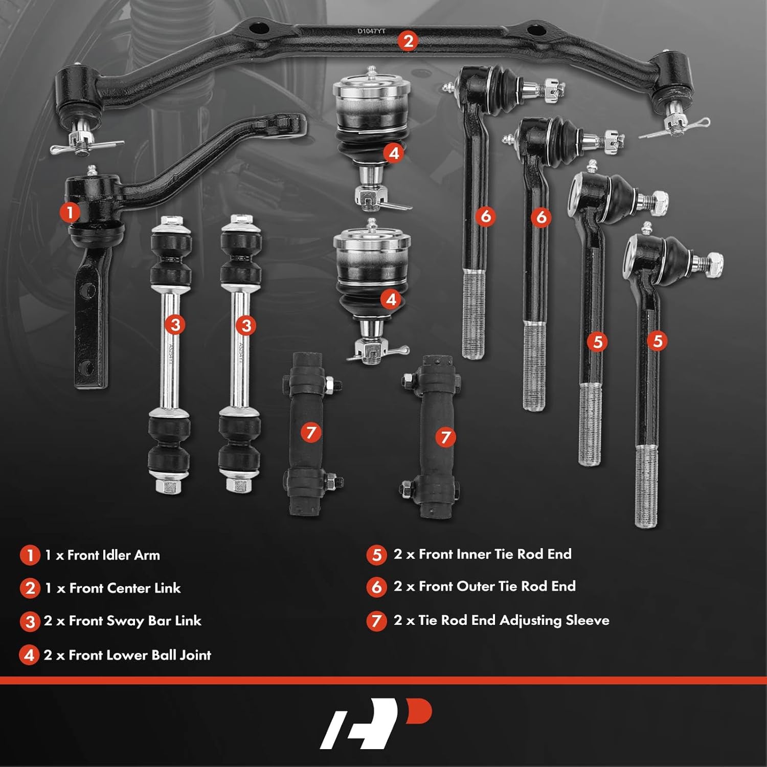 A-Premium Set of 12, Front Sway Bar Link Lower Ball Joint Inner Outer Tie Rod End Center Link Idler Arm, Compatible with Chevy Blazer 1996-2005, S10 1996-2003 & GMC Jimmy 1996-1997, Sonoma, RWD
