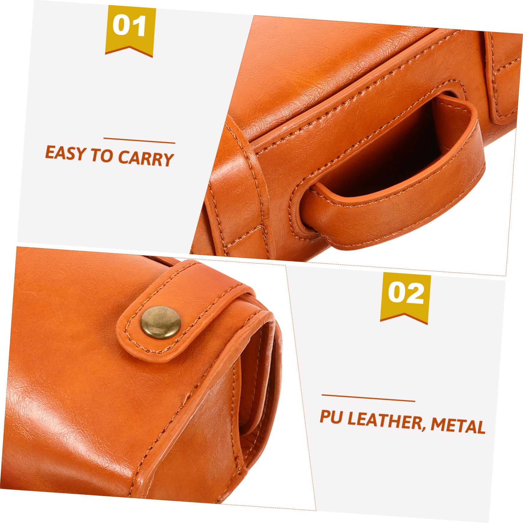 Neceser Organizador para Hombre de Material Sintético PU Marrón Múltiples Compartimentos Portátil para Viaje y Uso Diario