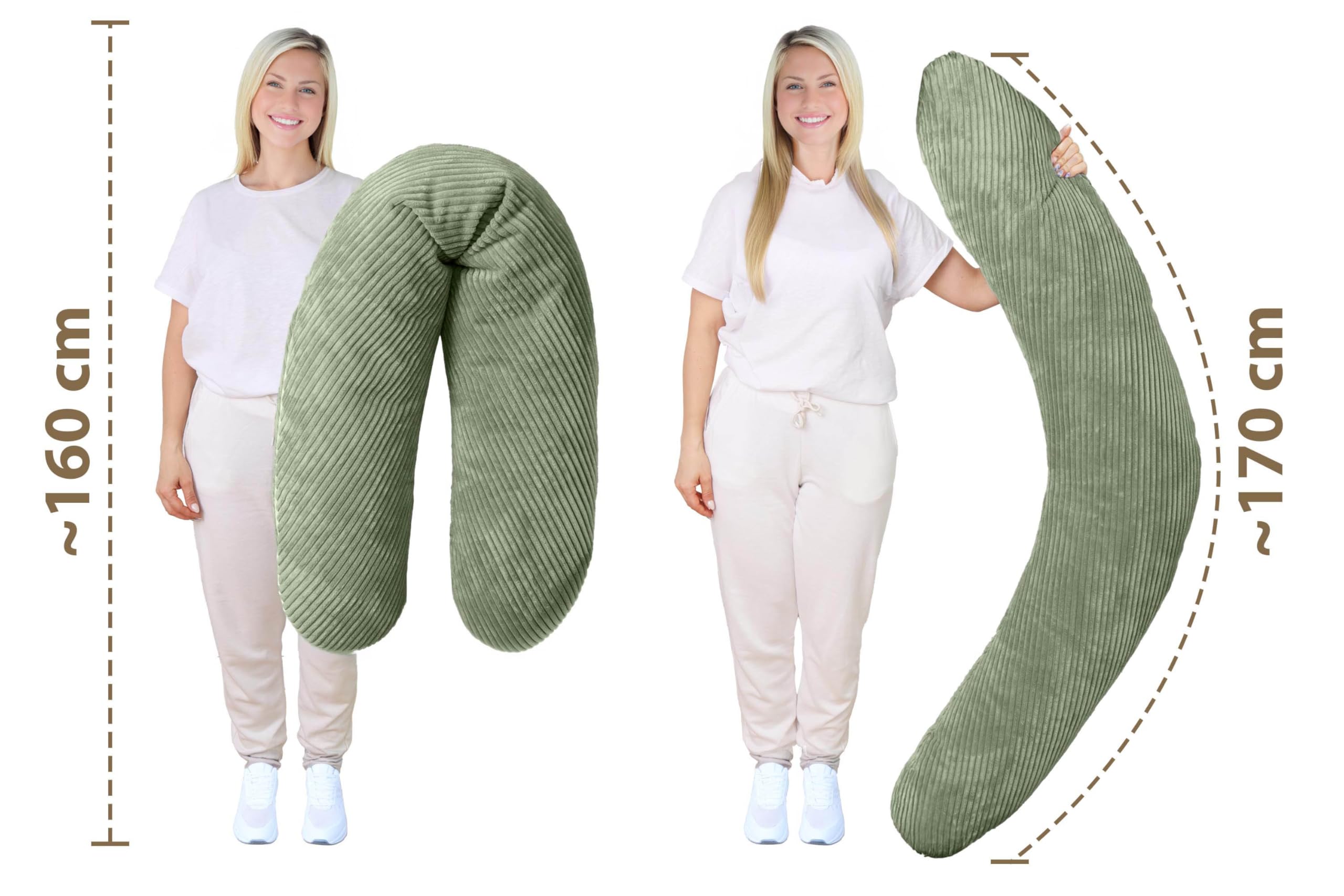 Amilian Stillkissen XXL 170 cm – Seitenschläferkissen für Schwangerschaft & Stillzeit – Lagerungskissen mit Füllung & abnehmbarem Bezug - Blattpoesie