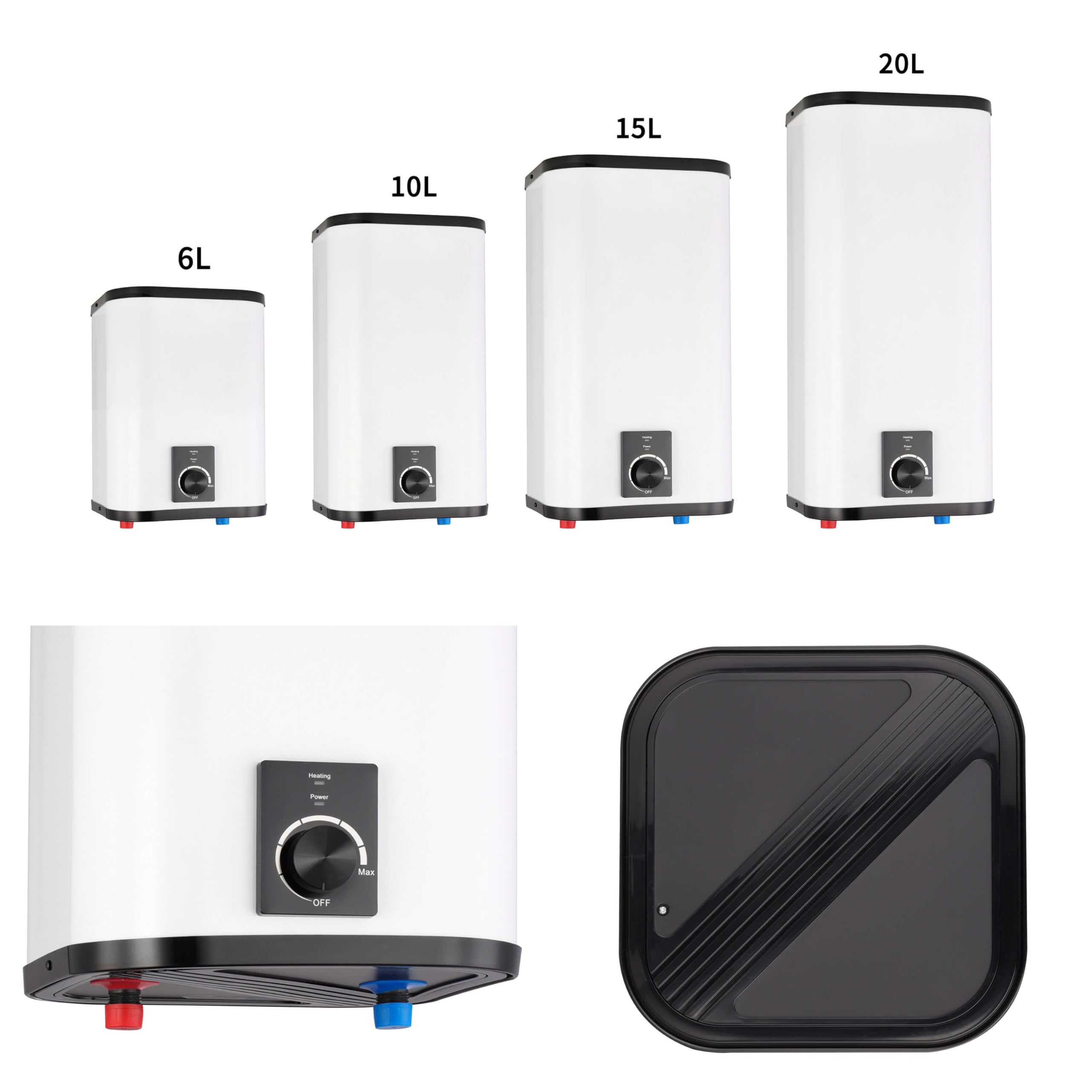 SIGO - Scaldacqua istantaneo 230 V, boiler elettronico compatto, ufficio, officina, casa vacanze, negozio, locali di servizio - Attacco inferiore, 6 l - 2000 W - NAPOLI Bianco
