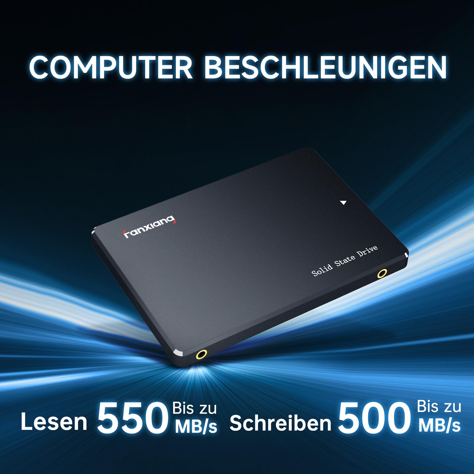 fanxiang S101 1TB SATA III 2,5-Zoll SSD Interne Festplatte, 550MB/s Lesen, 500MB/s Schreiben, SLC-Cache & 3D TLC NAND, für Laptops, Desktop-PCs und Spielkonsolen, Schwarz
