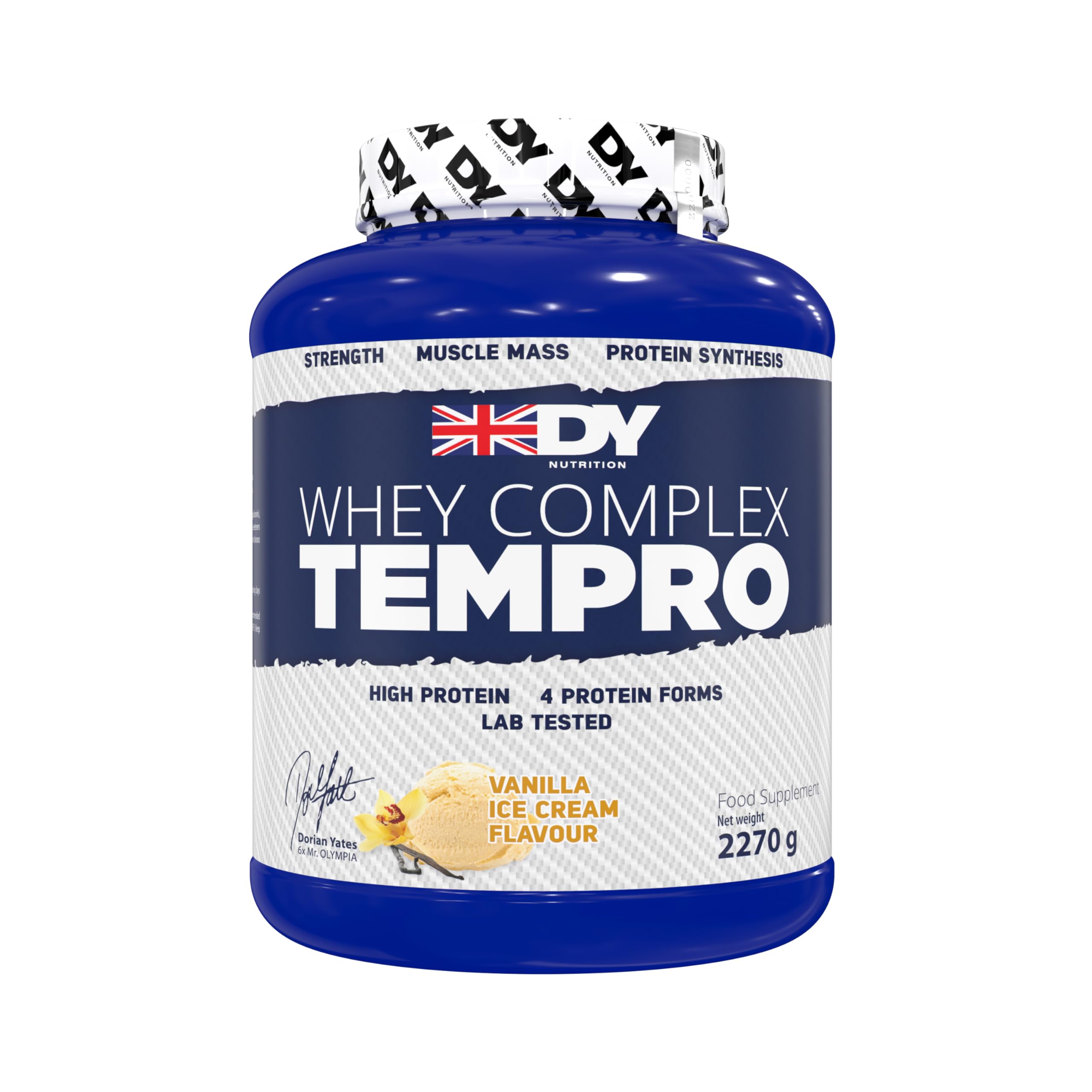 DY NutritionWhey Complex Tempro | x4 Protein Forms | Whey, Casein, Isolate & Egg Albumin, 23g Premium Protein Powder with Digestive Enzymes for Optimal Absorption, 2.27kg | Vanilla Ice Cream Flavour