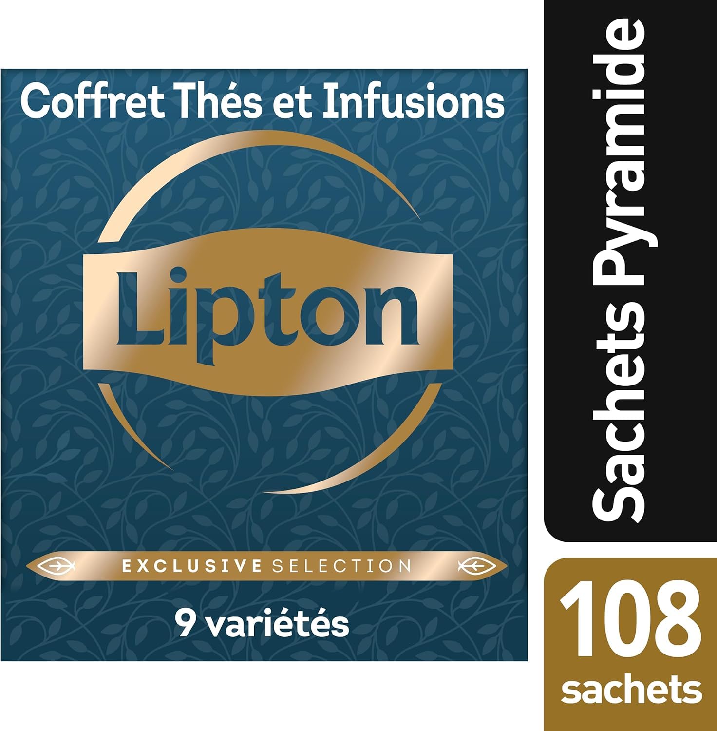 Lipton, Exclusive Collection, Coffret Thés et Infusions, 9 Goûts Différents, Vitalité, Certifié Rainforest Alliance, 108 Sachets Pyramide