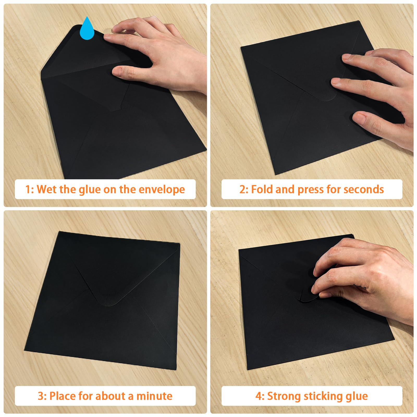 20 Pack 6x6 inch Black Blank Greeting Cards and Envelopes - Image 3