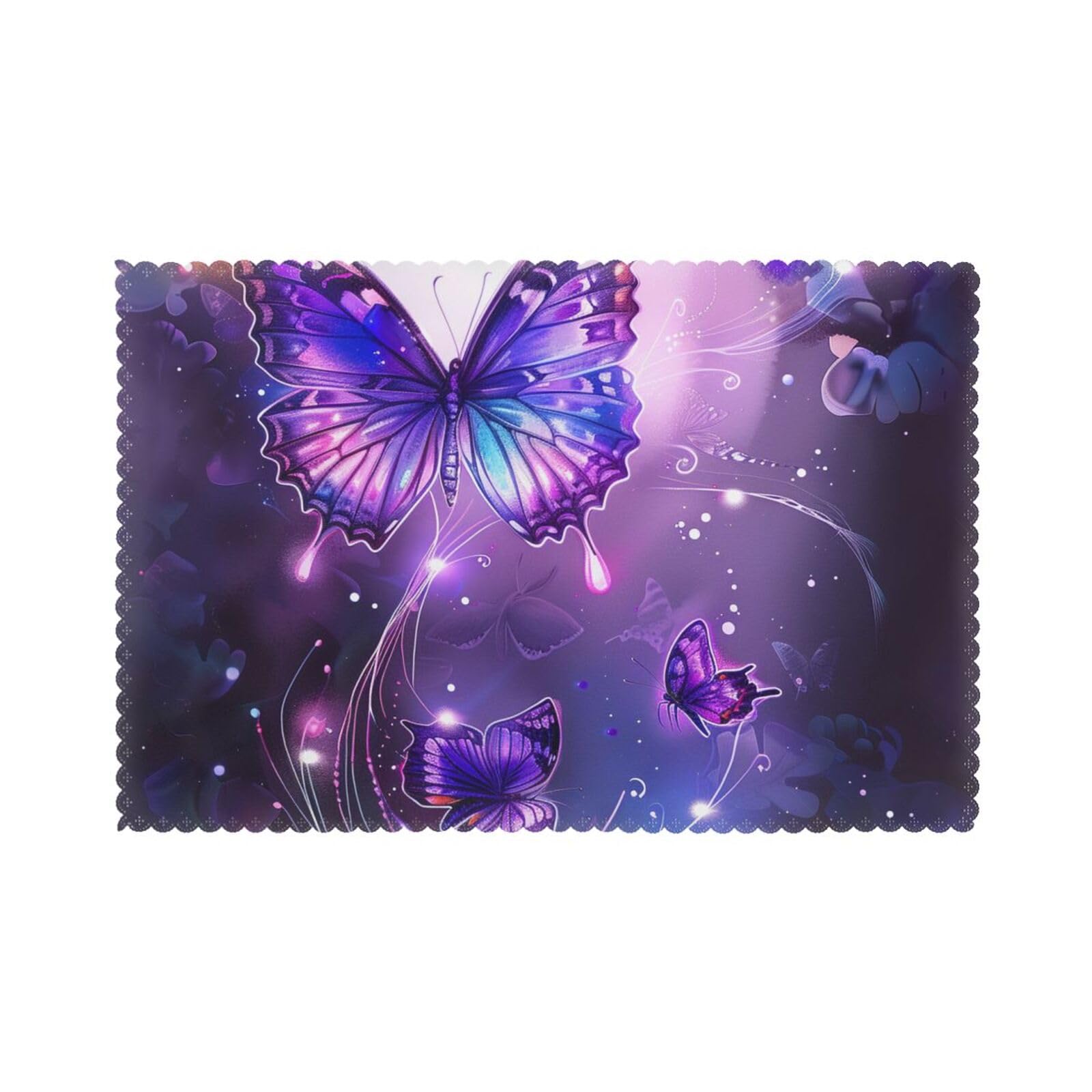 Butterflies Printed Placemat Heat Resistant Place Mats Set of 6 PCS Washable Kitchen Table Mats, 12x18 Inch