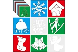 Henoyso Kids Christmas Stencils, 24 Pcs 8x8 Inch Winter Drawing Painting Stencil Templates