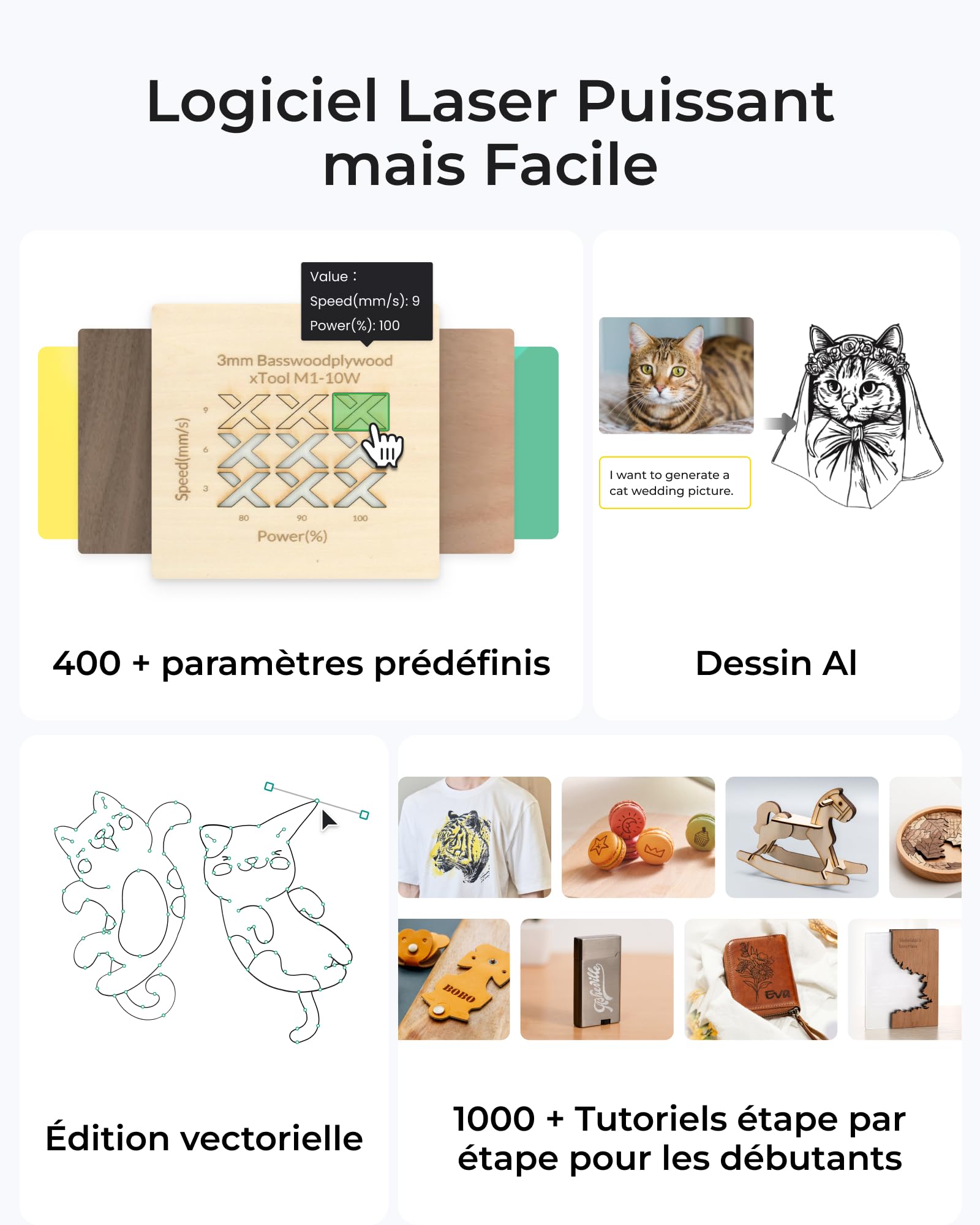 xTool S1 40W Graveur Laser Kit Base & RA2 Pro & Base Surélevée & Module Laser 1064, Gravure Laser Bois Métal et Verre Fermée, 600 mm/s, Approprié pour Métal, Cuir, Acrylique et Verre
