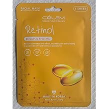 Celavi Retinol Essence Facial Sheet Mask, Renews and Smooths, Paraben Free, Sulfate Free, for Hydration and Skin Renewal, 1 Sheet