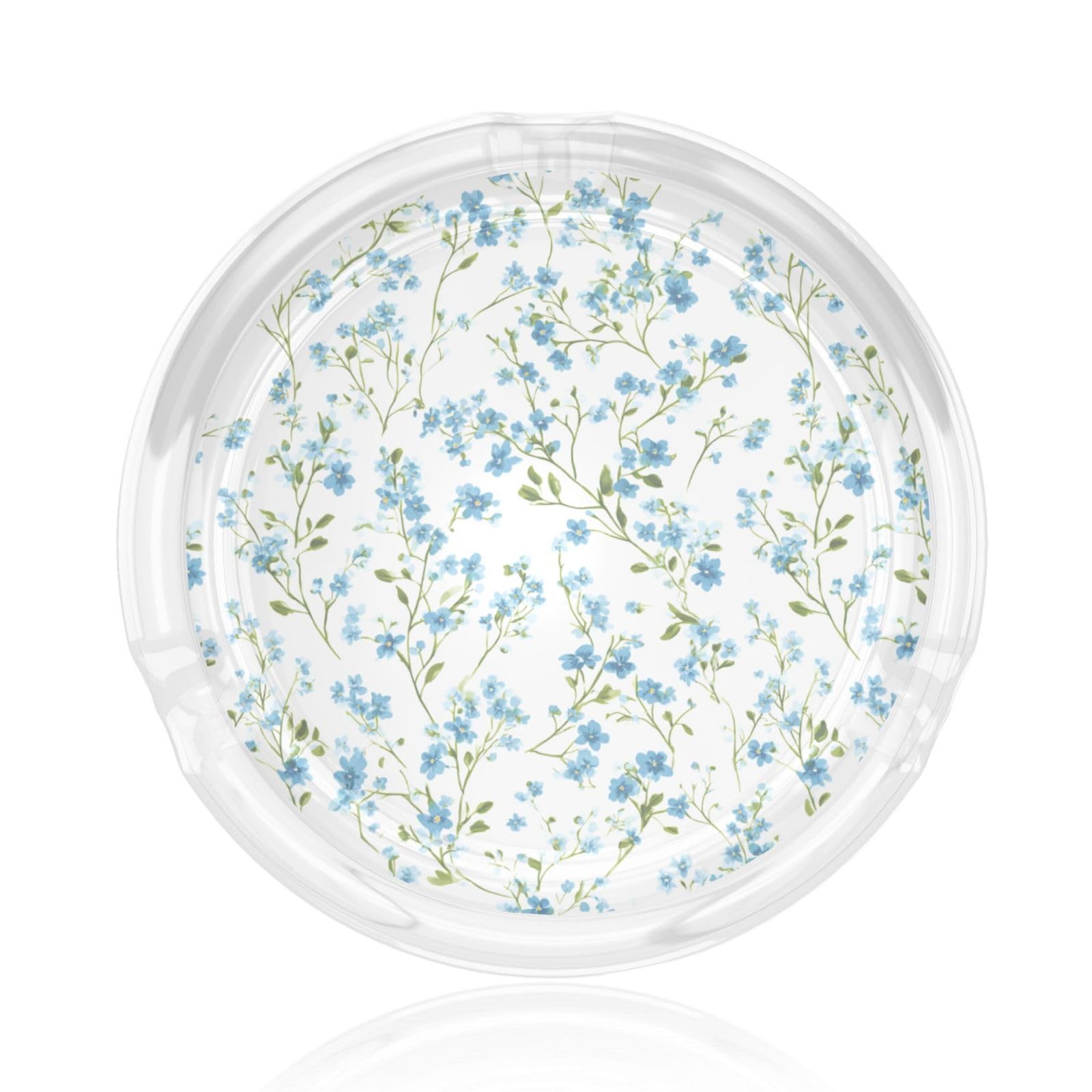 Tiny Scattered Blue Flowers Botanical Pattern Glass Ashtray For Cigarettes Ash Trays Case For Home Office Decor