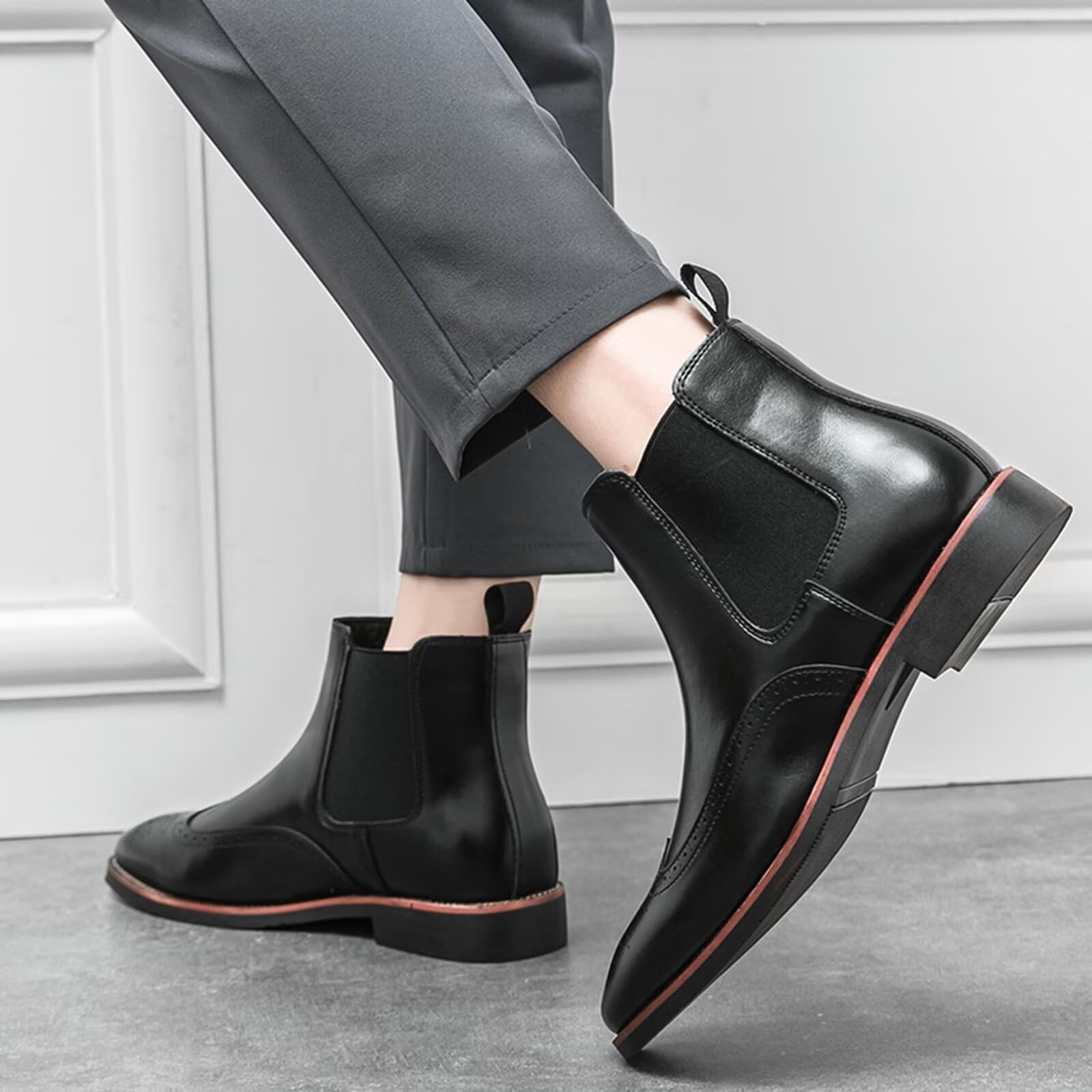 Buty Chelsea męskie skórzane kowbojskie botki wysokie buty wciągane na co dzień retro stylowe buty robocze grube biznesowe buty do sukienki biznesowej na spacer na studniówkę