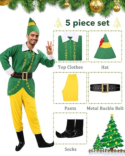 Miniatura 4 de Disfraz de elfo de Buddy the Elf para adultos, disfraz de elfo de Navidad para hombre, para fiesta de Halloween, vacaciones